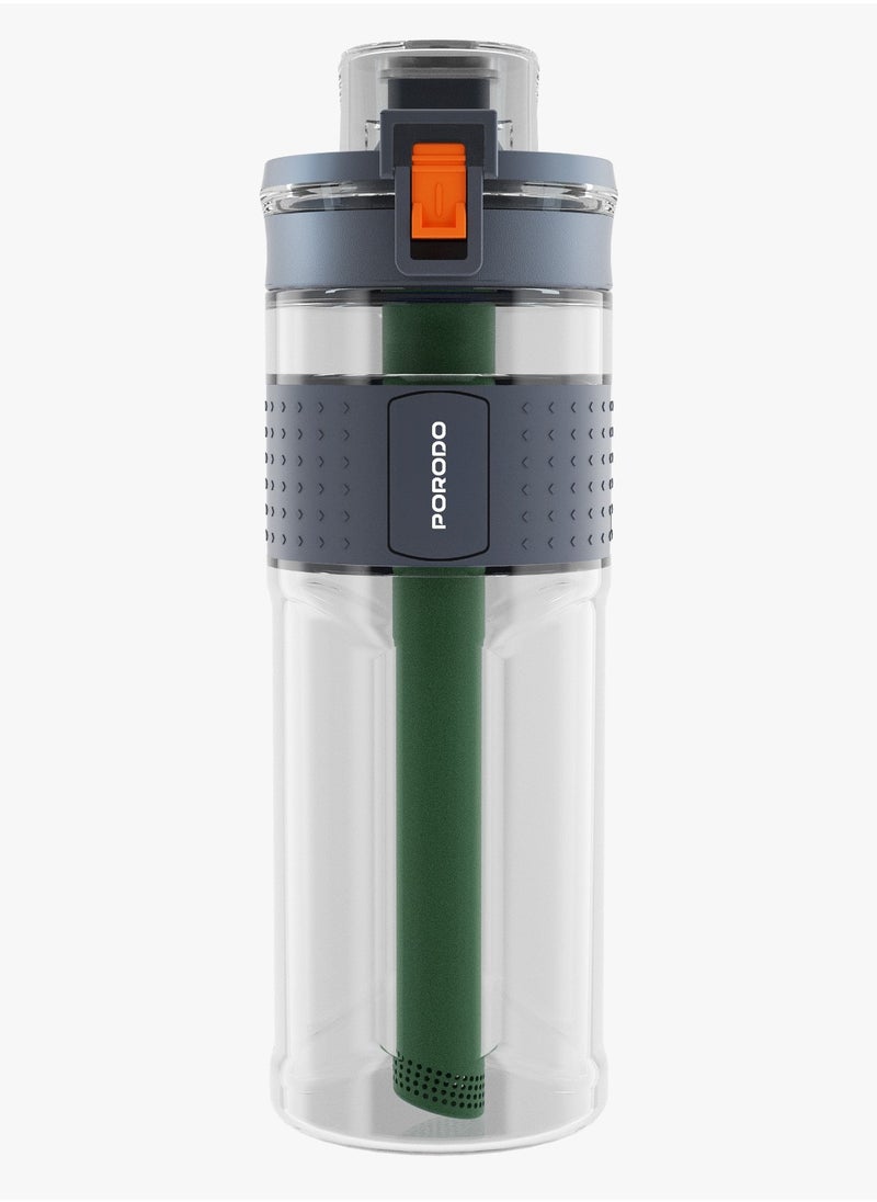 porodo - Water Bottle with 2-Stage Filtration and Straw Filter 600ml / Filters Contaminants / No Aftertaste / High Quality / Membrane Microfilter / Activated Carbon Filter / Outdoor / Camping Bottle - Black - Image 1