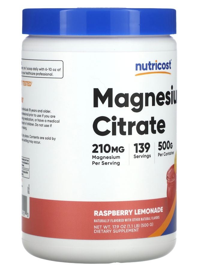 Nutricost Magnesium Citrate Raspberry Lemonade 17.9 oz (500 g) - Image 2