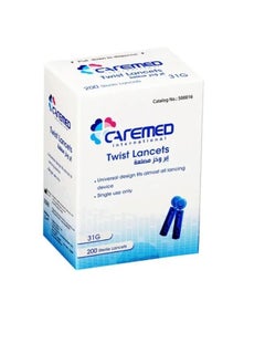 CAREMED 200 pieces of Sterile Twist Lancets Suitable for All Lancing Devices 