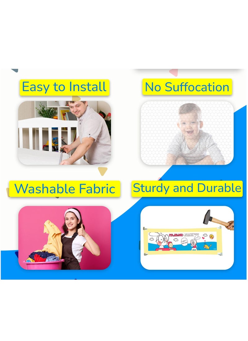 Kiddale 180cm Long Bedrail Guard for 6 ft-Bed Bedrail Bumpers Bedrail for Toddler and Kids Bed Fence for Baby Bed Fence for King and Queen size bed Long Bed Guard Rail for kids Color Yellow  - Image 2