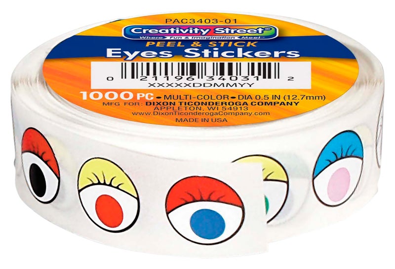 Creativity Street Wiggle Eyes Stickers 05Inch Multicolor 1000Pack