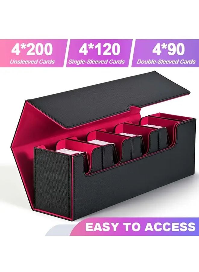 Black MTG Card Deck Box 5 in 1 Holds 900 Cards Dice Storage Magnetic Closure - Image 4