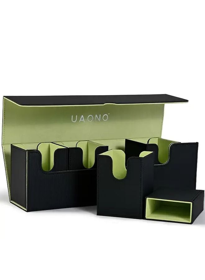 Black MTG Card Deck Box 5 in 1 Holds 900 Cards Dice Storage Magnetic Closure - Image 1