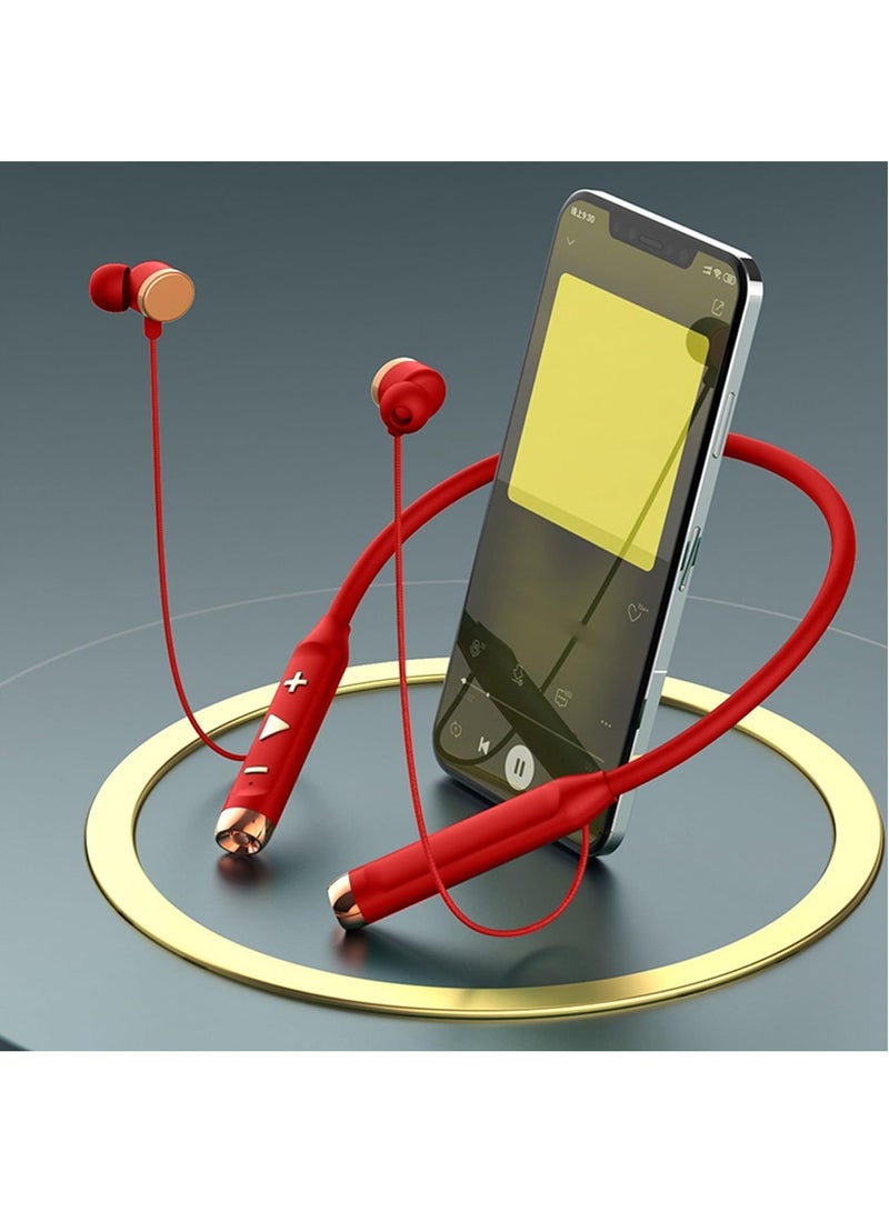 Arabest Wireless Hanging Bluetooth Headset with Flashlight, Earphones Wireless Bluetooth for Gaming Sports Ultra Long Heavy Bass Noise Reduction Hanging, Bluetooth Headset (Red)  - Image 3