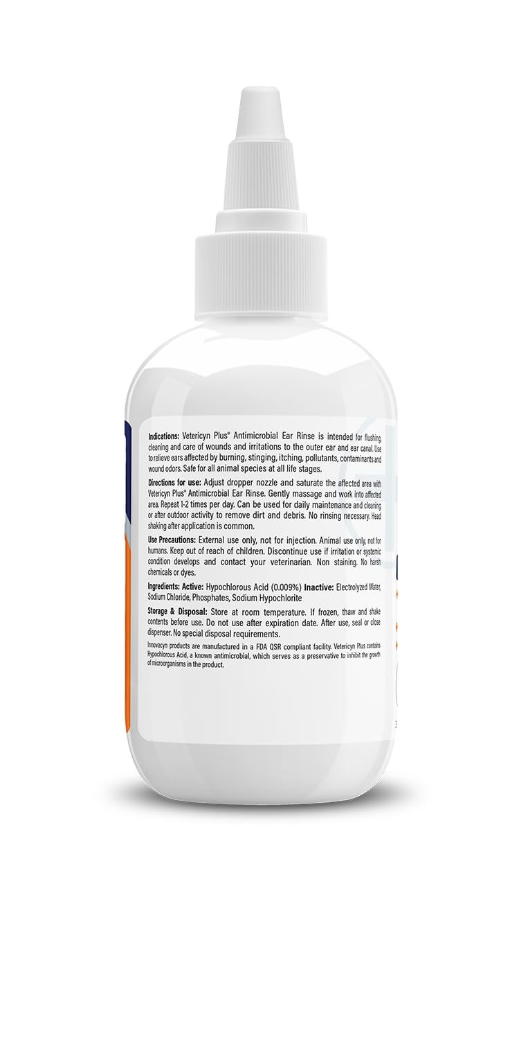 Vetericyn Plus Dog Ear Rinse | Dog Ear Cleaner to Soothe and Relieve Itchy Ears, Safe for Cat Ears, Rabbit Ears, and All Animal's Ear Problems. 3 Ounces - Image 4