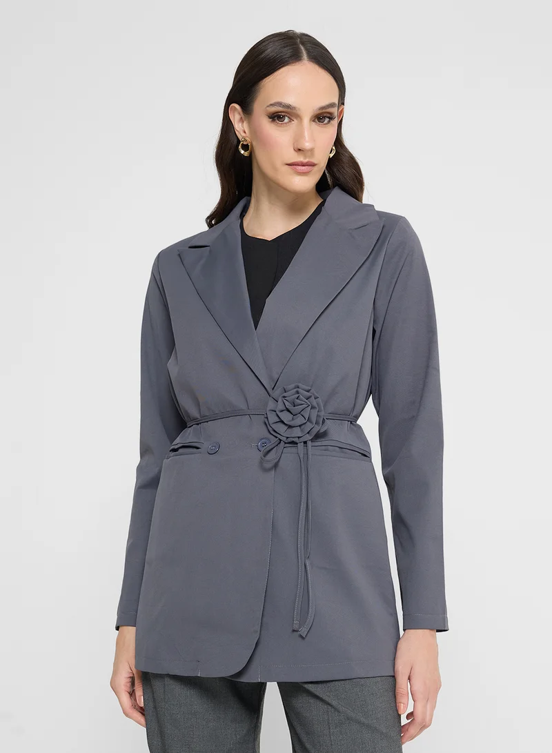 ايلا Blazer With Floral Belt