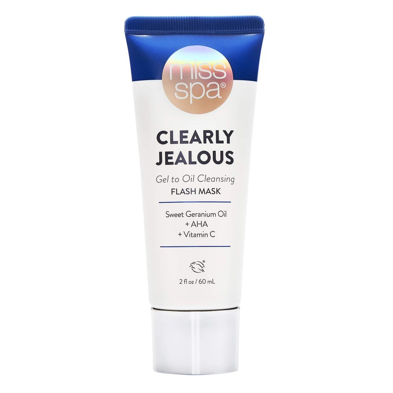MISS SPA Gel Cleansing Flash Face Mask for Women Vitamin C Makeup Remover Alpha Hydroxy Acid Antioxidant Remove Impurities Dirt Exfoliate Brighten Skin Dermatologist Tested2 Oz