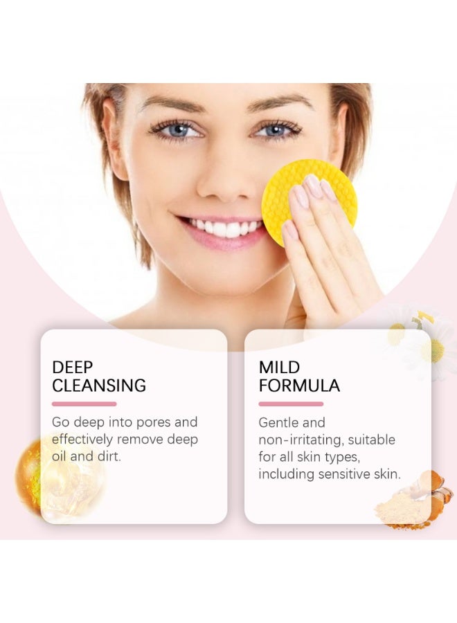 LEVGLAKE 40pcs Turmeric Kojic Acid Cleansing Pads Exfoliating Pads Facial Sponges For Cleansing Exfoliating Daily Cleaning Skin Care - Image 2