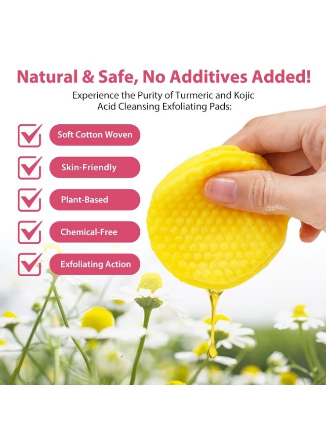 LEVGLAKE 40pcs Turmeric Kojic Acid Cleansing Pads Exfoliating Pads Facial Sponges For Cleansing Exfoliating Daily Cleaning Skin Care - Image 5