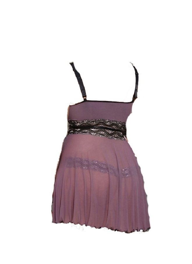 Generic - Women See Through Mesh Lace Chemises Strap Babydoll Off Shoulder  Night Sleepwear - Image 1