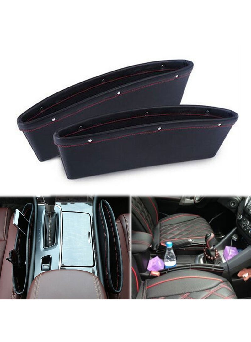 Generic 2 PCS Leather Catch Catcher Box Caddy Car Seat Gap Slit Pocket Storage Organizer  - Image 3