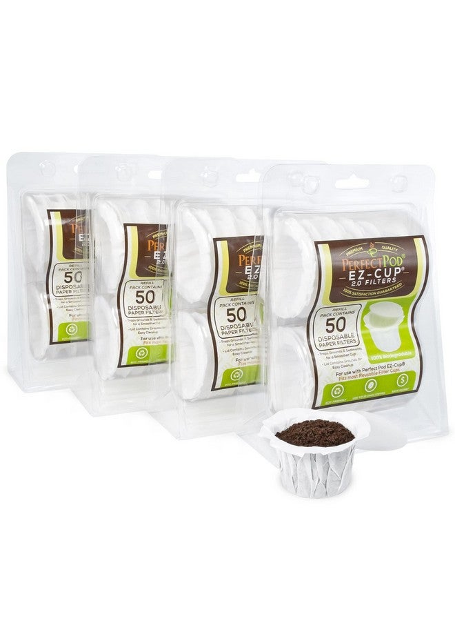 Perfect Pod EZ-Cup Disposable Paper Filters with Patented Lid Design for Reusable Coffee Pods 4-Pack (200 Filters) - Image 1