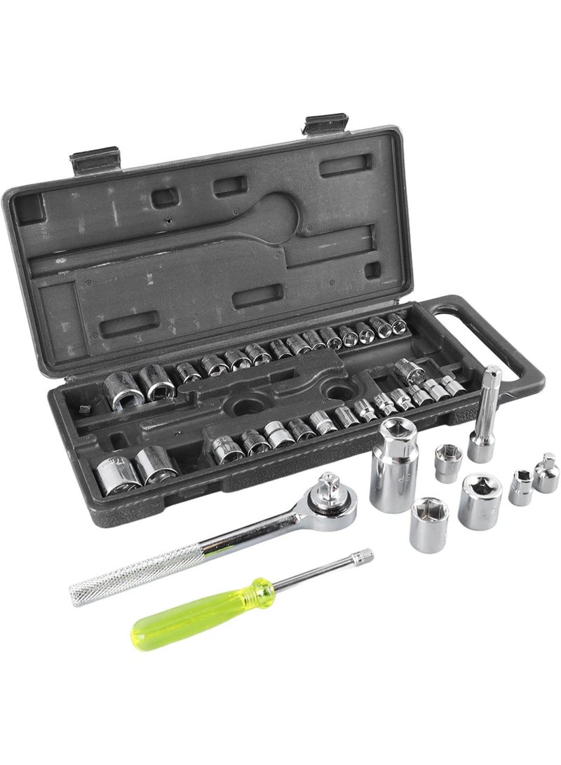 GGOOT Mechanics Tools Kit, 40Pcs Carbon Steel Mechanics Tools Kit Socket Wrench Household Hardware Auto Repair Tools for Home Factory, Socket Wrenches - Image 5