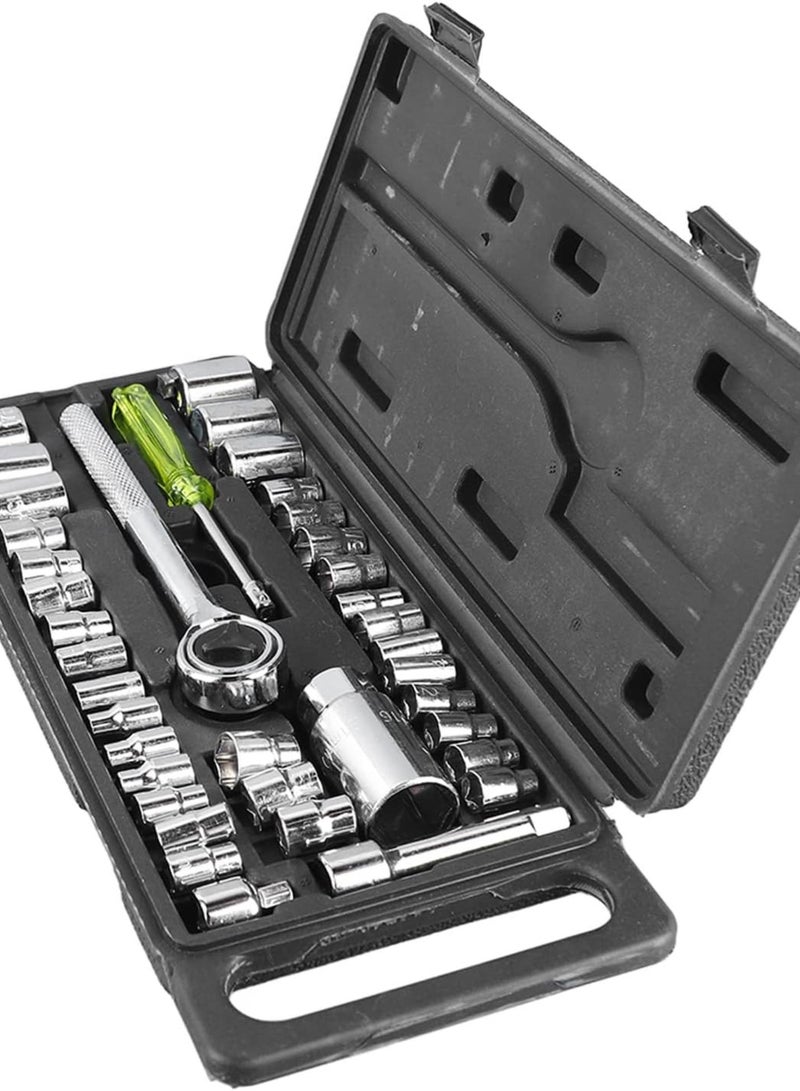 GGOOT Mechanics Tools Kit, 40Pcs Carbon Steel Mechanics Tools Kit Socket Wrench Household Hardware Auto Repair Tools for Home Factory, Socket Wrenches - Image 1
