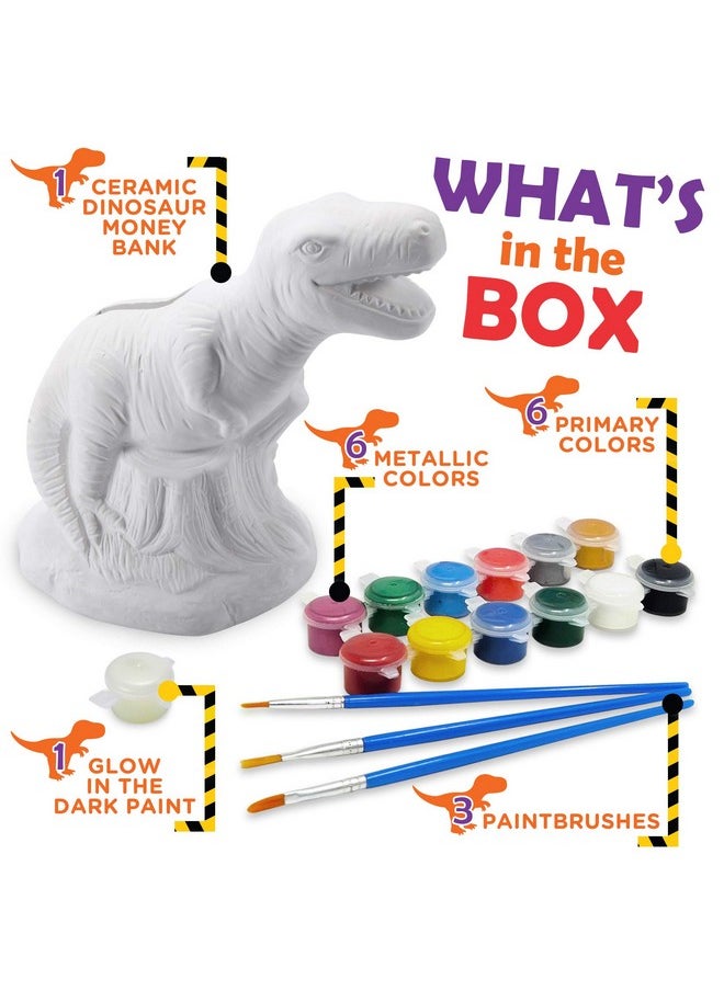 Original Stationery - Paint Your Own Dinosaur Money Bank Awesome Craft Kit With 13 Paint Colors Roarsome Crafts For Kids And Fun Birthday Gift Idea - Image 1