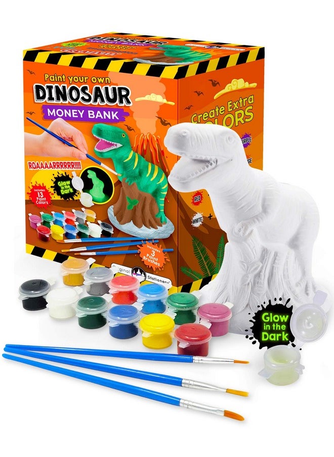 Original Stationery - Paint Your Own Dinosaur Money Bank Awesome Craft Kit With 13 Paint Colors Roarsome Crafts For Kids And Fun Birthday Gift Idea - Image 1
