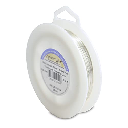 Artistic Wire, 28 Gauge Silver Plated Tarnish Resistant Colored Copper Craft Wire, Silver, 523 ft - Image 1