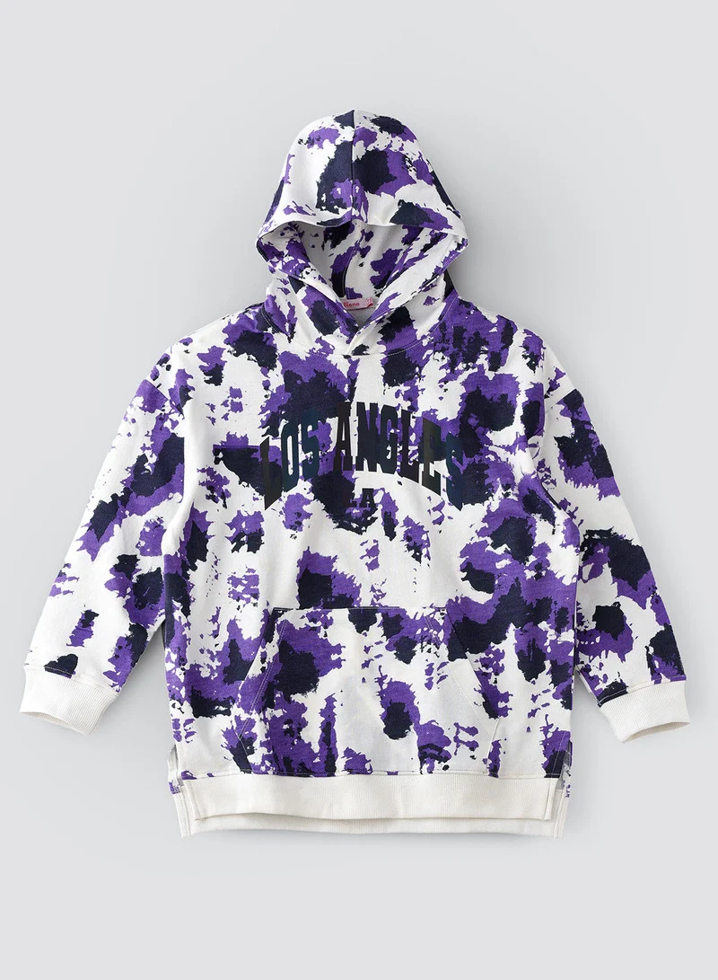 جيلين Multi colour sweat top with hoodie