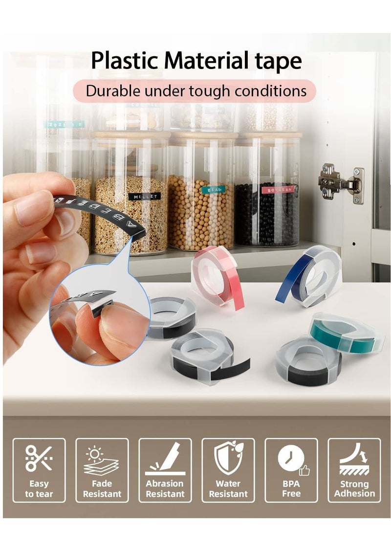 phomemo - Embossing Label Maker Machine with Tapes, Portable Retro Embossed Label Maker Writer, Mini Embosser Label Maker with 6 Rolls Embossing Label Tapes for Home,Office DIY and Crafting - Image 1