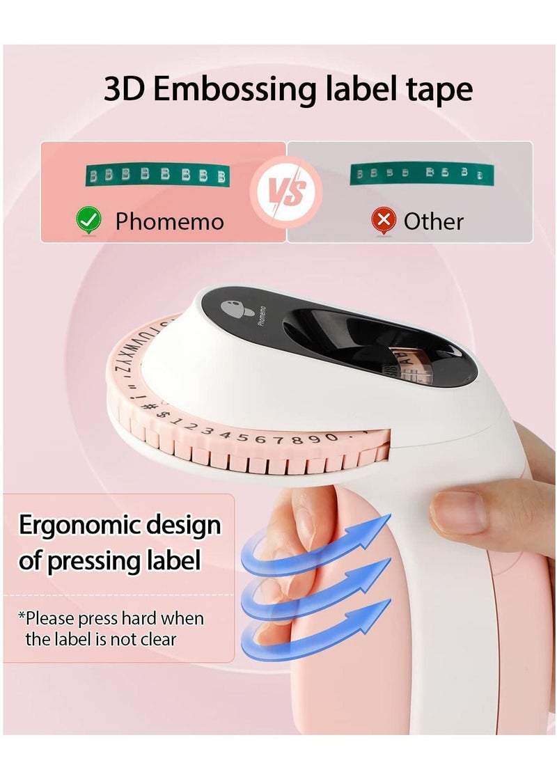 phomemo - Embossing Label Maker Machine with Tapes, Portable Retro Embossed Label Maker Writer, Mini Embosser Label Maker with 6 Rolls Embossing Label Tapes for Home,Office DIY and Crafting - Image 1