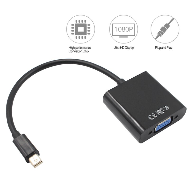 محول من Mini DP إلى VGA — محول من منفذ DisplayPort ذكوري إلى منفذ VGA أنثوي بدقة 1080P، للبروجكتور والتلفزيون الرقمي وتشغيل أقراص DVD وماك بوك ومايكروسوفت سيرفيس برو وثينك باد X و ديل إكس بي إس - Image 5