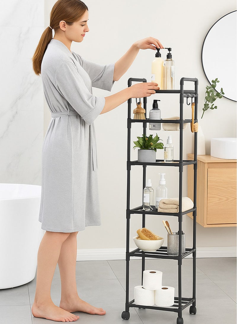 6‑Tier Narrow Kitchen Storage Rack – Heavy‑Duty Stackable Metal Shelving, Adjustable & Rust‑Resistant Organizer for Pantry, Laundry, Bathroom & Utility Room, Slim Design  - Image 2