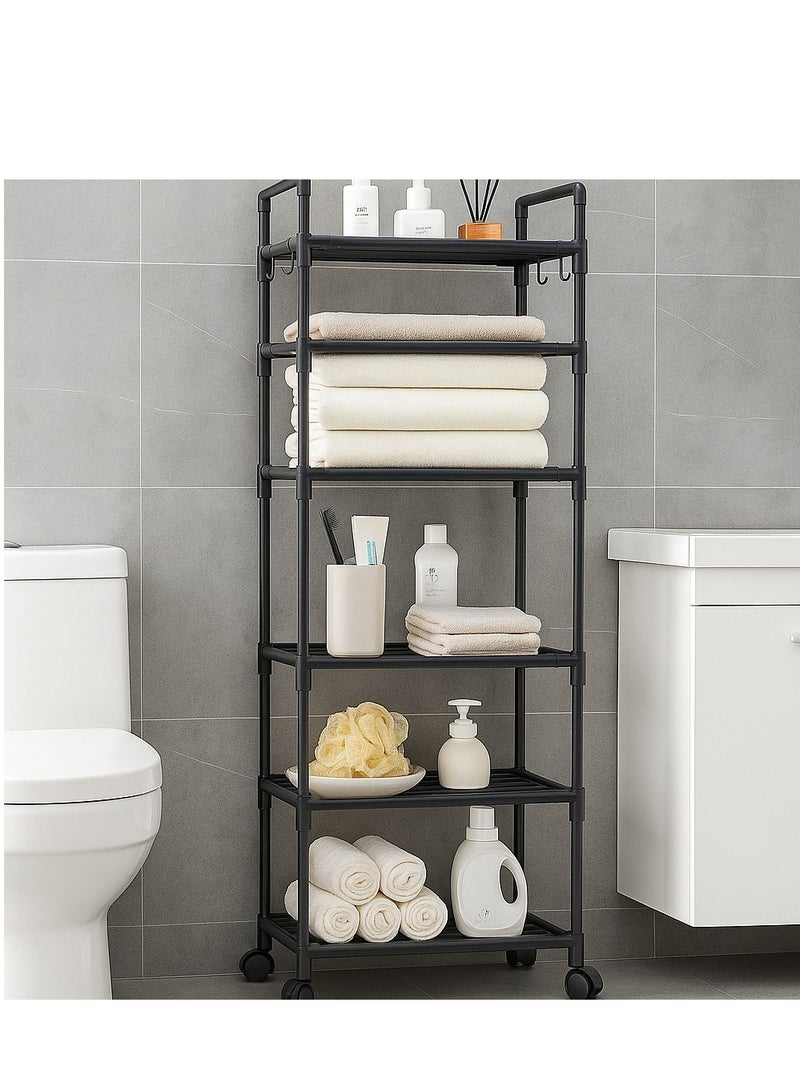 6‑Tier Narrow Kitchen Storage Rack – Heavy‑Duty Stackable Metal Shelving, Adjustable & Rust‑Resistant Organizer for Pantry, Laundry, Bathroom & Utility Room, Slim Design  - Image 4