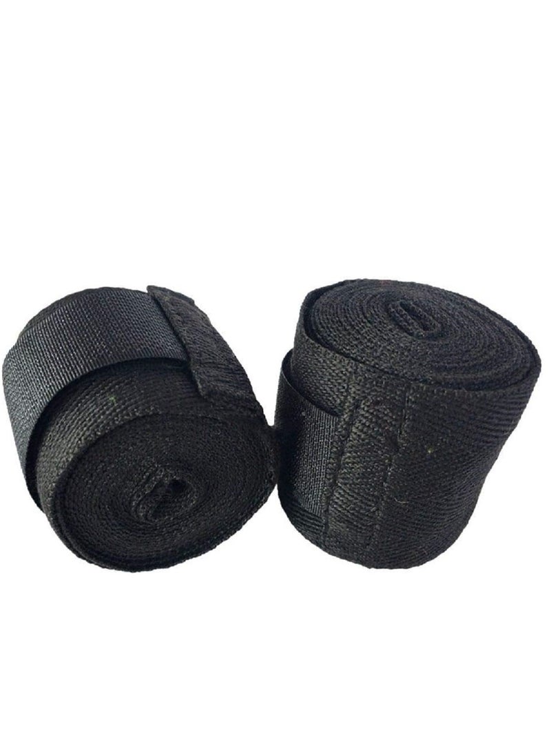 Generic Rubber boxing gloves with fist bandages and boxing wraps, two pieces, black - Image 3