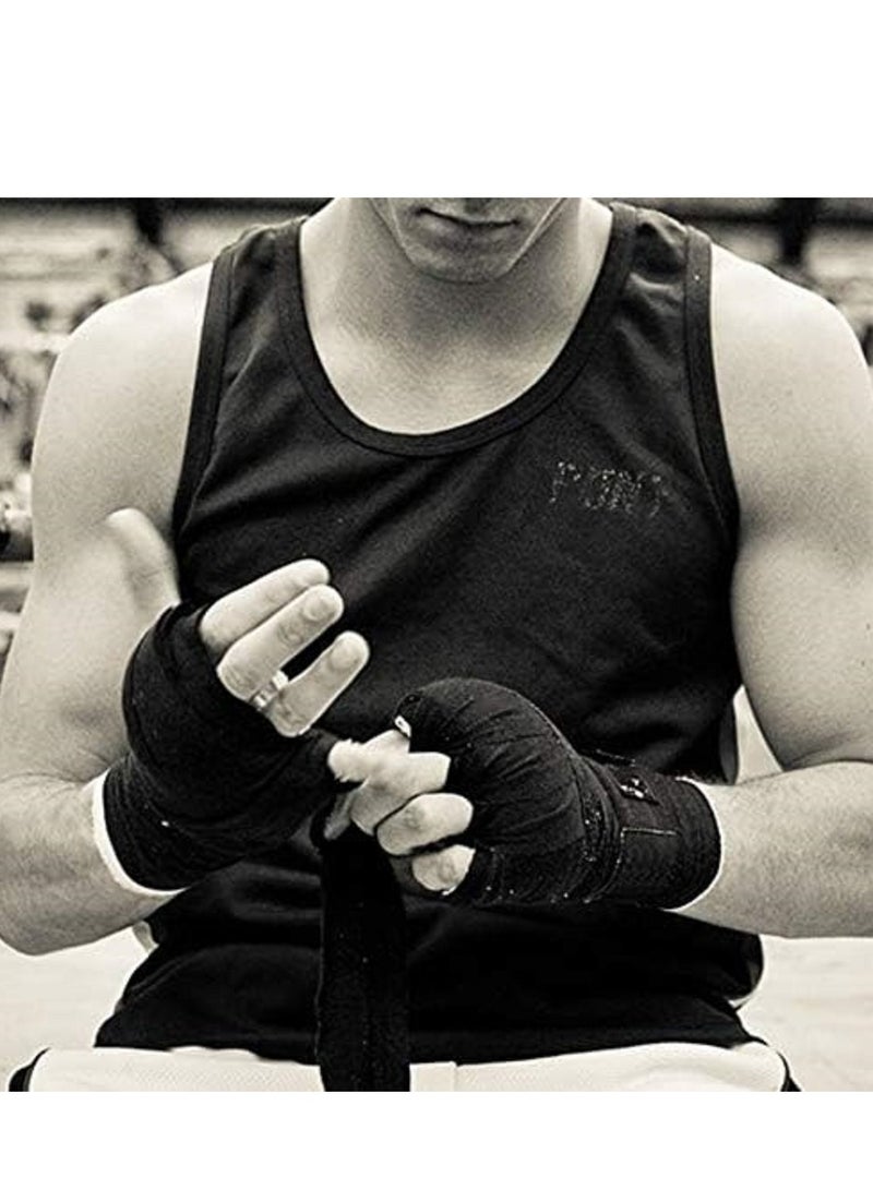 Generic Rubber boxing gloves with fist bandages and boxing wraps, two pieces, black - Image 1