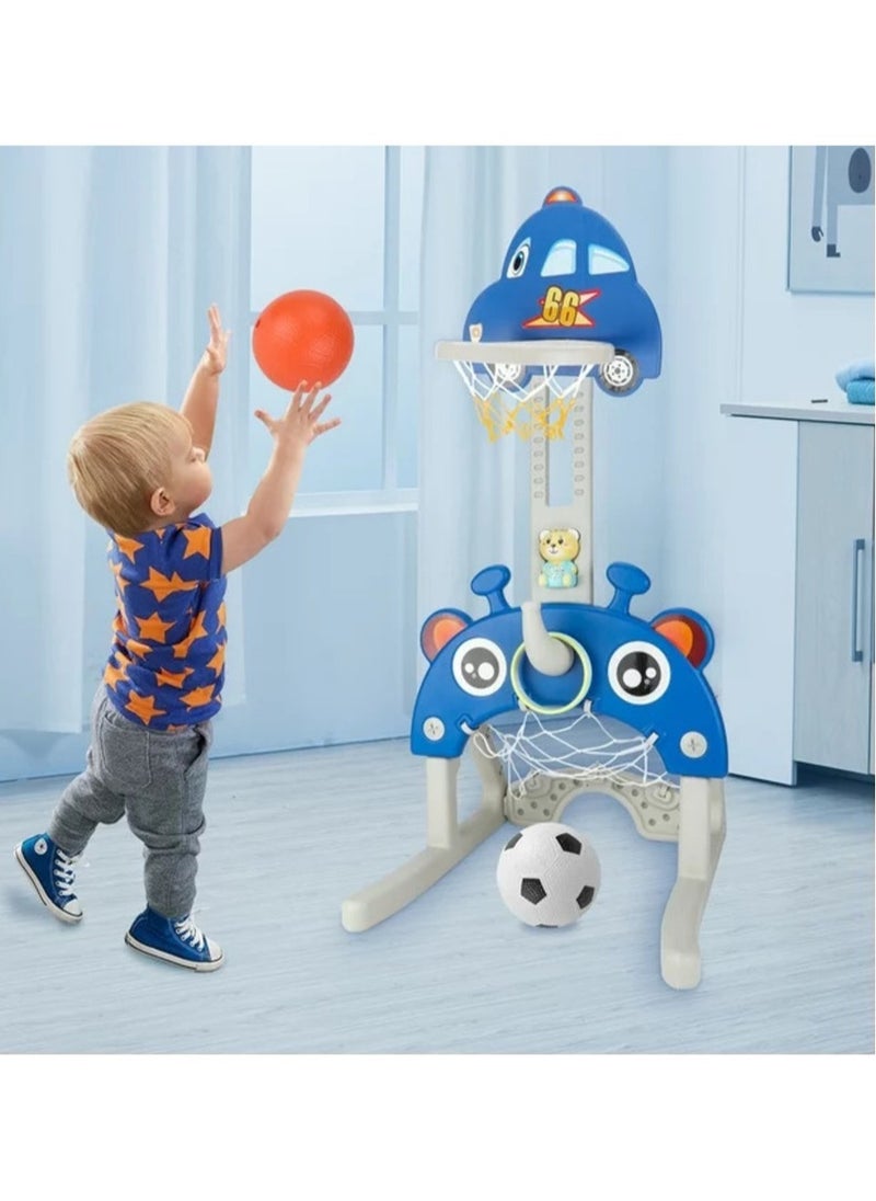 FULL JOY 5 in 1 Basketball Hoop Set :Basketball, Soccer, Golf, Ring toss, Music ,Red  - Image 3