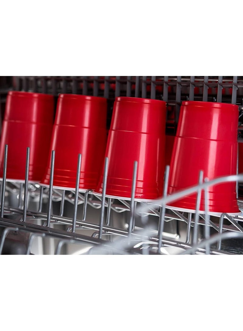 Vitacelli 100 Piece Disposable Plastic Cups, Red 16-Ounce Disposable Plastic Party Cups, Red Heavy Duty Cups, Ideal for Weddings, Party’s, Birthdays, Dinners, Lunch’s. - Image 2