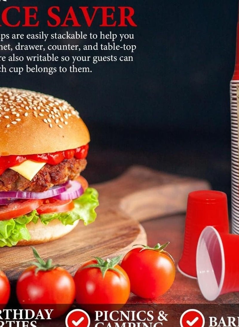 Vitacelli 100 Piece Disposable Plastic Cups, Red 16-Ounce Disposable Plastic Party Cups, Red Heavy Duty Cups, Ideal for Weddings, Party’s, Birthdays, Dinners, Lunch’s. - Image 5