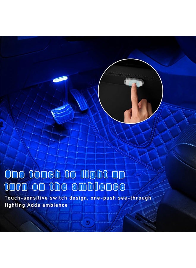 جيفت مصابيح LED للسيارات، مصابيح LED صغيرة محمولة تعمل باللمس، مزودة بستة مصابيح LED ساطعة، قابلة لإعادة الشحن عبر USB، وإضاءة طوارئ للسيارة (ضوء أزرق). - Image 3