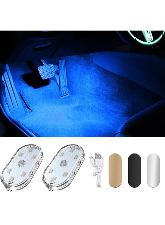 جيفت مصابيح LED للسيارات، مصابيح LED صغيرة محمولة تعمل باللمس، مزودة بستة مصابيح LED ساطعة، قابلة لإعادة الشحن عبر USB، وإضاءة طوارئ للسيارة (ضوء أزرق). - Image 1