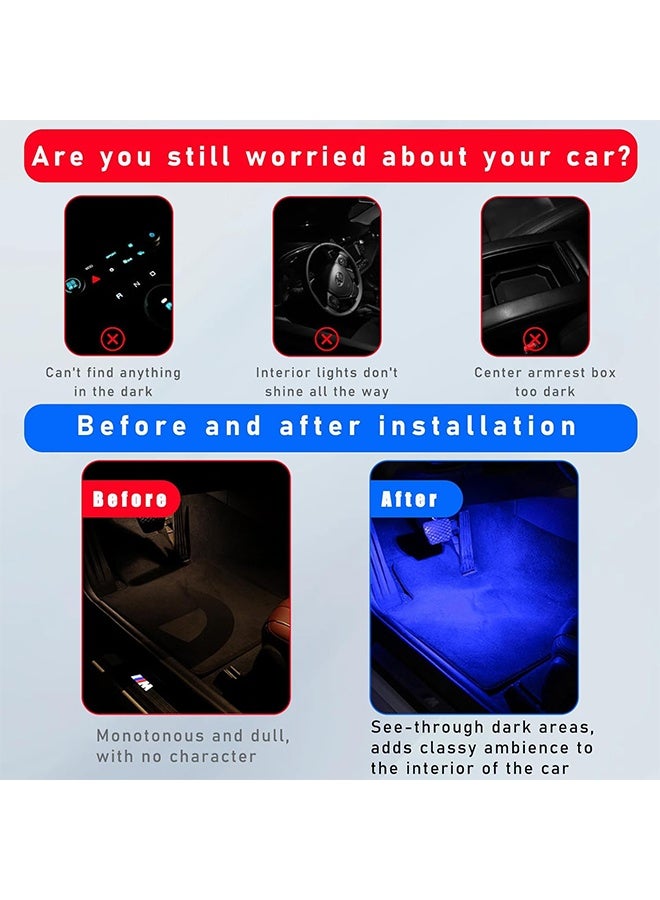 جيفت مصابيح LED للسيارات، مصابيح LED صغيرة محمولة تعمل باللمس، مزودة بستة مصابيح LED ساطعة، قابلة لإعادة الشحن عبر USB، وإضاءة طوارئ للسيارة (ضوء أزرق). - Image 5