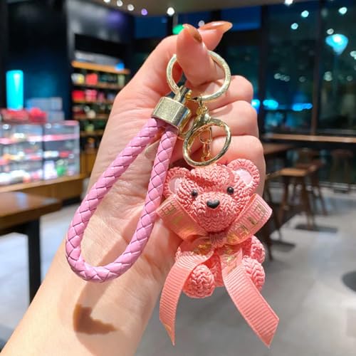 WARMINGO DE Teddy Keychain For Girls Cute | Couple Keychain for Girl | Cute Bag Charms | Birthday Gift for girls | Car Bike | Kids return gifts | Valentine Gift For Girlfriend (PINK) - Image 1