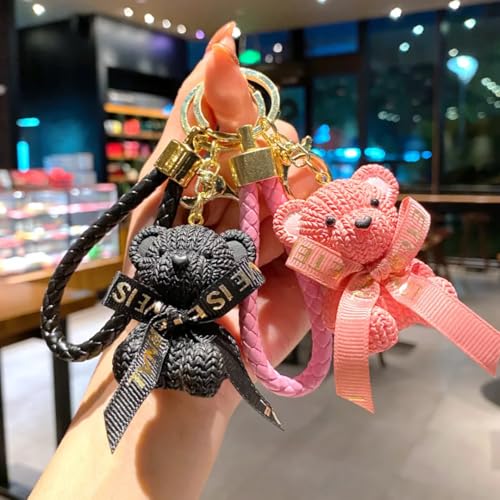 WARMINGO DE Teddy Keychain For Girls Cute | Couple Keychain for Girl | Cute Bag Charms | Birthday Gift for girls | Car Bike | Kids return gifts | Valentine Gift For Girlfriend (PINK) - Image 2