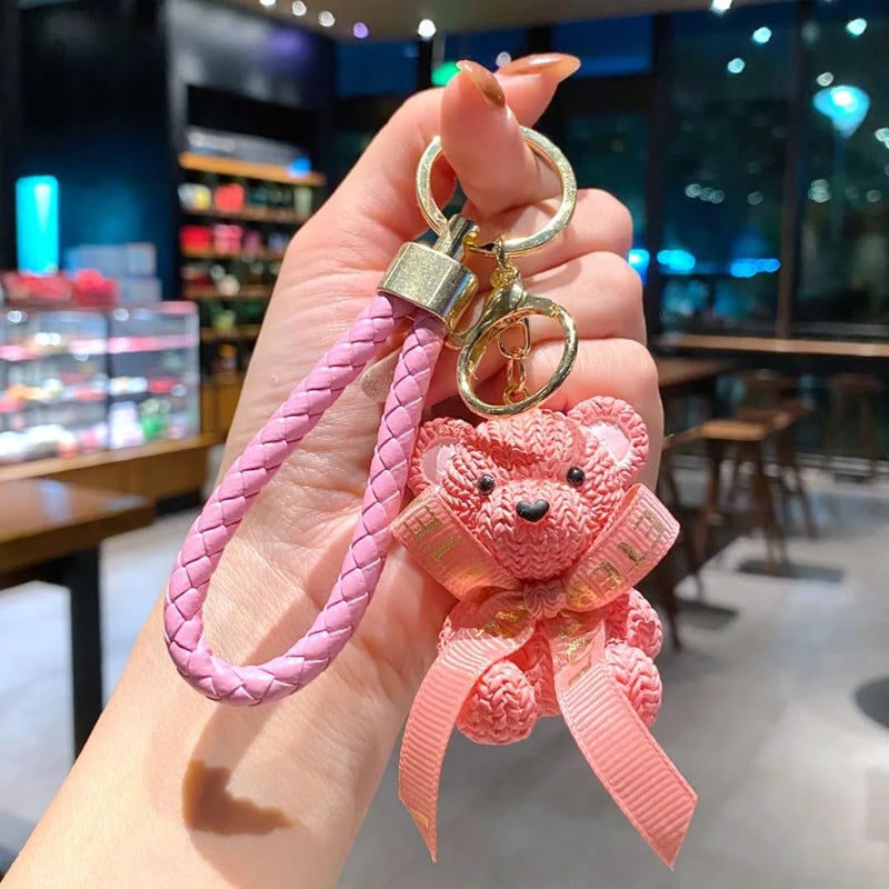 WARMINGO DE Teddy Keychain For Girls Cute | Couple Keychain for Girl | Cute Bag Charms | Birthday Gift for girls | Car Bike | Kids return gifts | Valentine Gift For Girlfriend (PINK) - Image 5