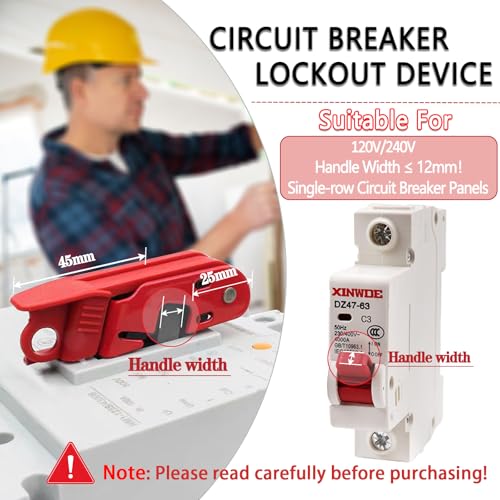 PILISPARK Circuit Breaker Lockout,Red Electrical Box Circuit Breaker Lockout,Tagout Breaker Box Lock for 110-240v Standard Single and Double Toggles,OSHA Compliant (2 Set with Lock) - Image 2