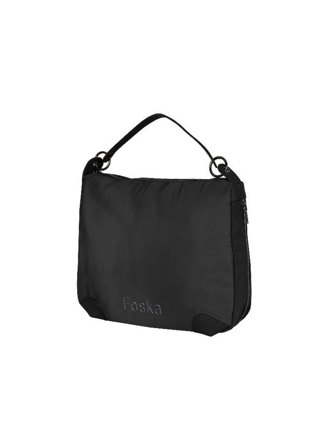 فوسكا شنطة Foska يد كبيرة (توت) قماش  – تصميم واسع للعمل والسفر لون أسود – مقاس 39x30 سم - Image 2