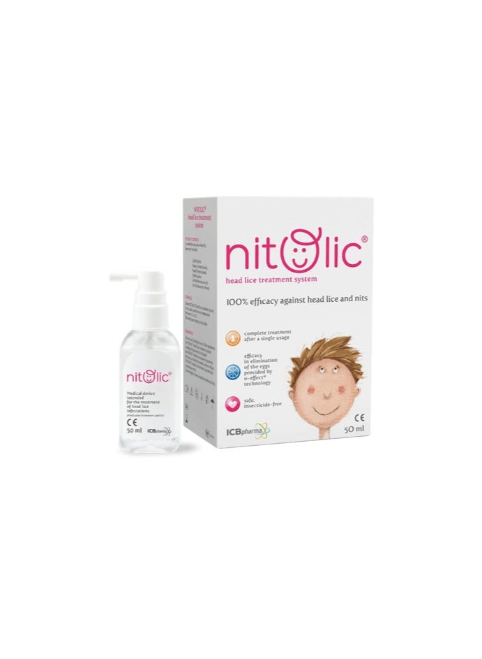 Nitolic Lotion 50ml Spray Lotion Head Lice with Removal Comb