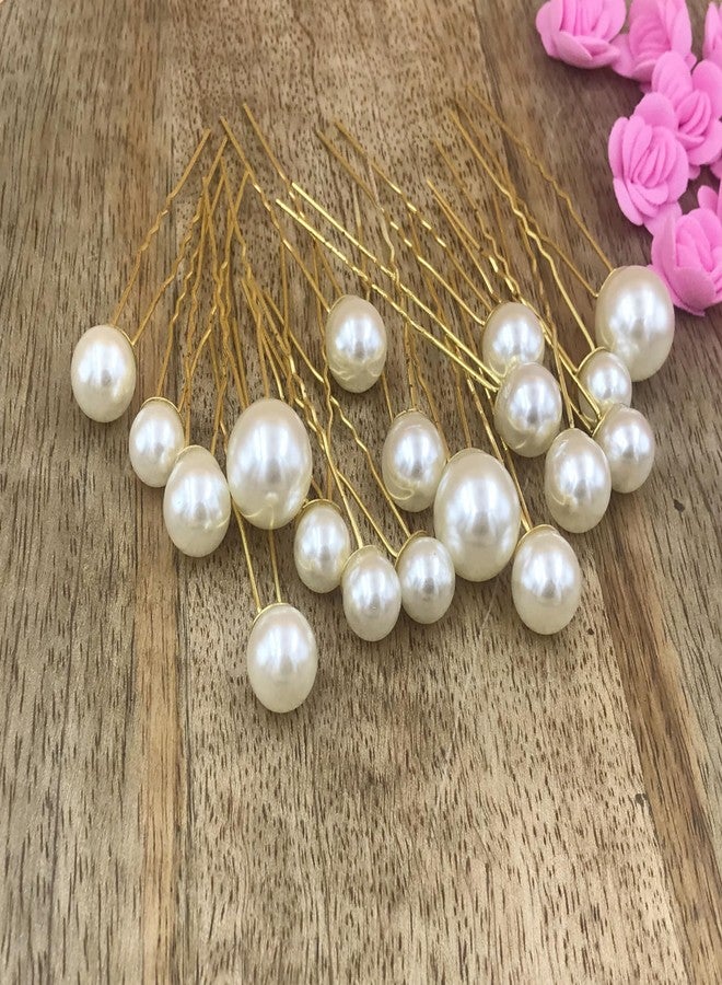 Arooman™ White Pearl Bridal Hair Juda Pin/Bun Stick, Hair Accessories For Girls & Women, Pack-18 - Image 3