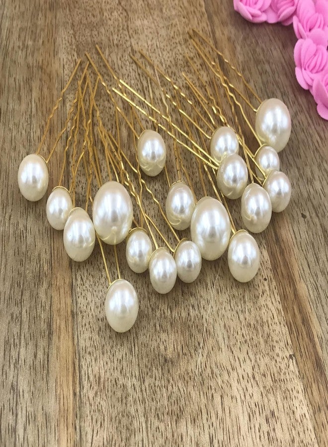 Arooman™ White Pearl Bridal Hair Juda Pin/Bun Stick, Hair Accessories For Girls & Women, Pack-18 - Image 4