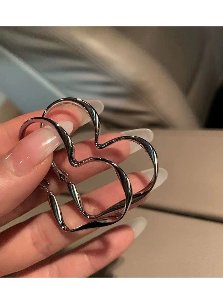 Goolsky Silver Heart Stud Earrings – Unique Minimalist Design, Elegant & Versatile Women's Jewelry  - Image 2