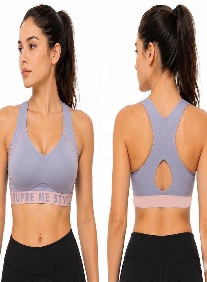 حمالة صدر نسائية مقاس XXL، مرنة، بدون خياطة، بدون أسلاك، مبطنة قليلاً، مريحة، داعمة، ضاغطة، للاستخدام اليومي، رمادي بنفسجي - Image 5