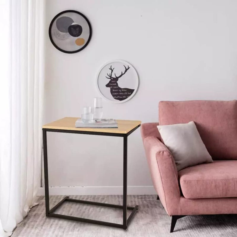 STAR WORK طاولة نهاية STAR WORK طاولة جانبية لطاولة الأريكة طاولات تنزلق تحت الكرسي طاولة جانبية لغرفة المعيشة وغرفة النوم طاولة نهاية واسعة للأريكة والكمبيوتر المحمول وصينية التلفاز طاولة الكمبيوتر المحمول 22H X2W X12D بيج - Image 2