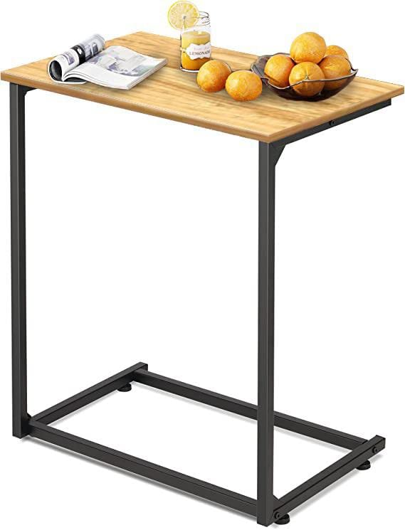 STAR WORK طاولة نهاية STAR WORK طاولة جانبية لطاولة الأريكة طاولات تنزلق تحت الكرسي طاولة جانبية لغرفة المعيشة وغرفة النوم طاولة نهاية واسعة للأريكة والكمبيوتر المحمول وصينية التلفاز طاولة الكمبيوتر المحمول 22H X2W X12D بيج - Image 1