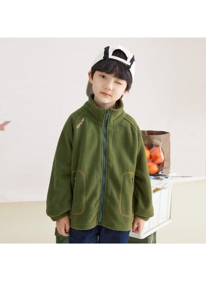 Double Sided Polar Fleece】 Boys' Warm Jacket 2025 Spring/autumn Kids' Embroidered Stand-up Collar Cardigan - Image 4