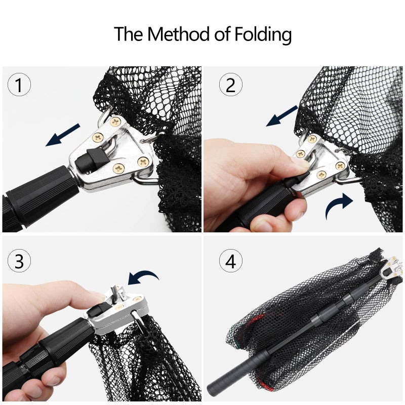 SAN LIKE 2pack Fishing Net Fish Landing Nets Ice Fishing Collapsible Telescopic Sturdy Pole Handle for Saltwater Freshwater Extending to 51inches (51inch-2pack) - Image 4
