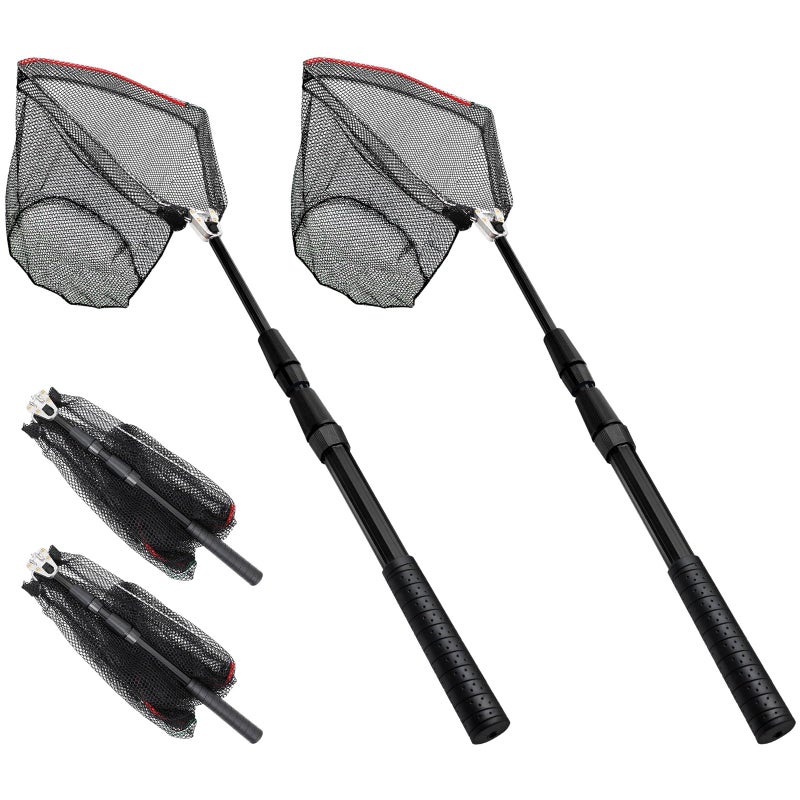 SAN LIKE 2pack Fishing Net Fish Landing Nets Ice Fishing Collapsible Telescopic Sturdy Pole Handle for Saltwater Freshwater Extending to 51inches (51inch-2pack) - Image 1